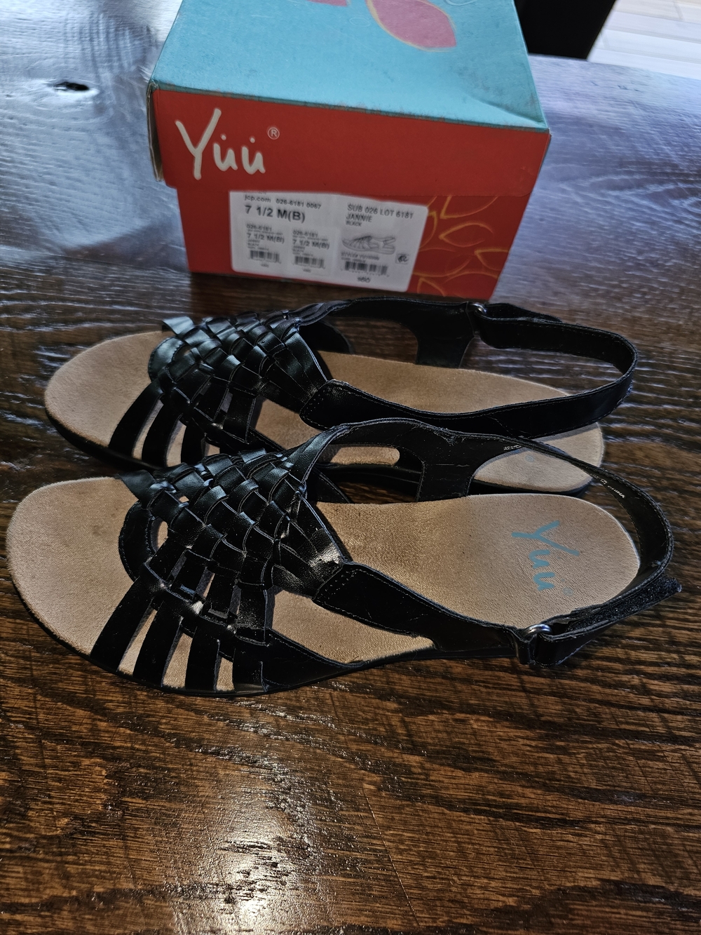 Yuu Womens Black Woven Slingback Sandals-7.5M